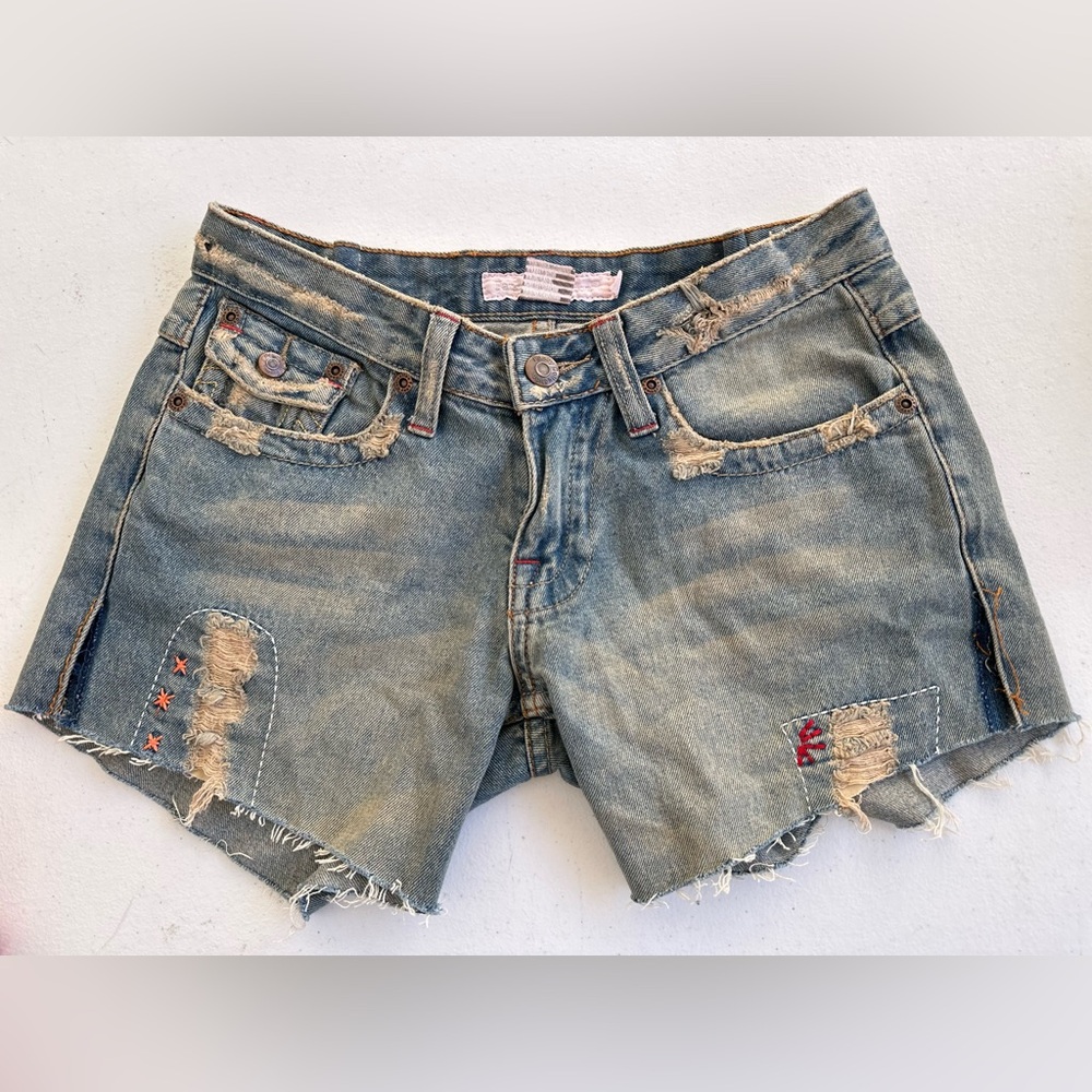 Fancy Collection Blue Distressed Jean Shorts